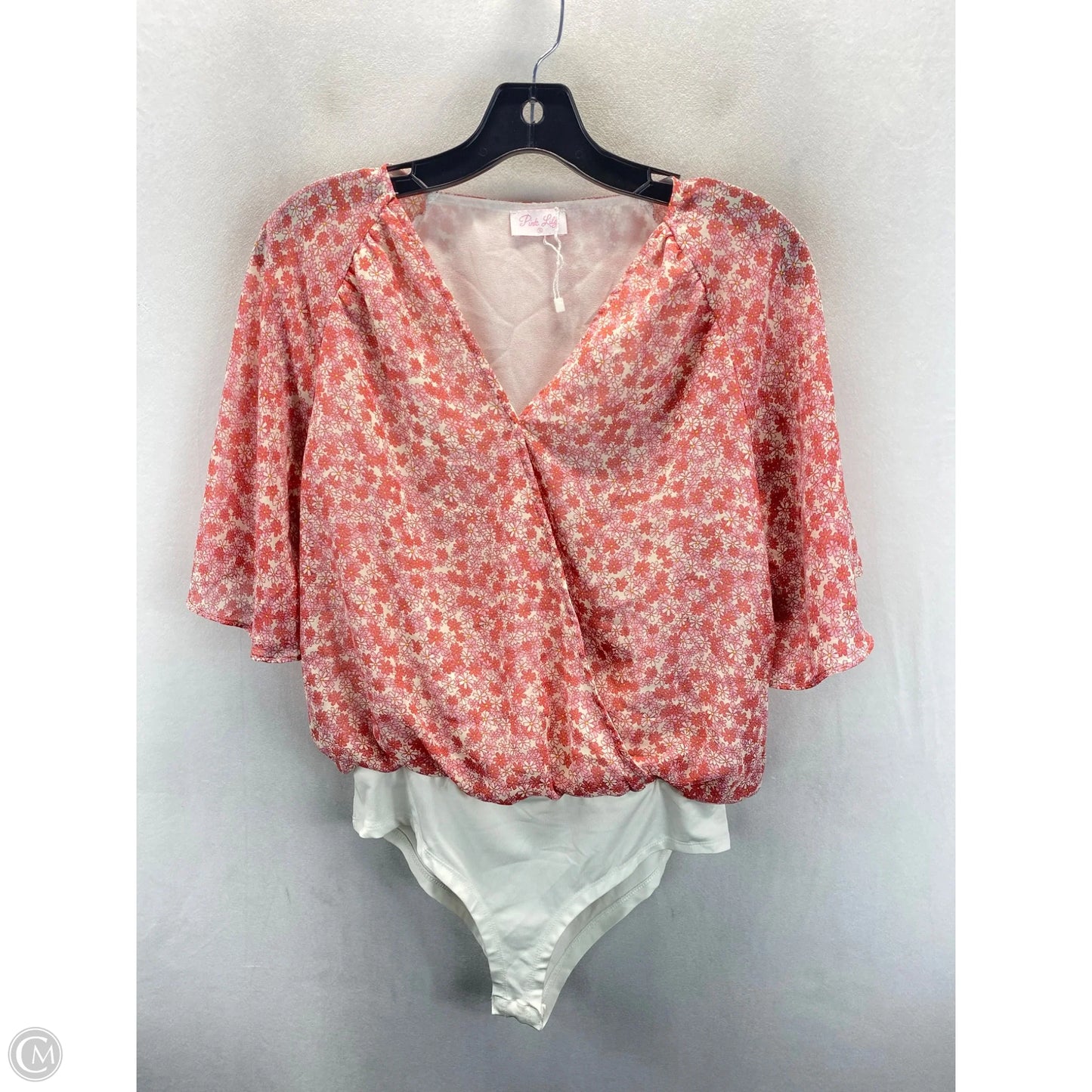 Bodysuit By Pink Lily In Pink & White, Size: S