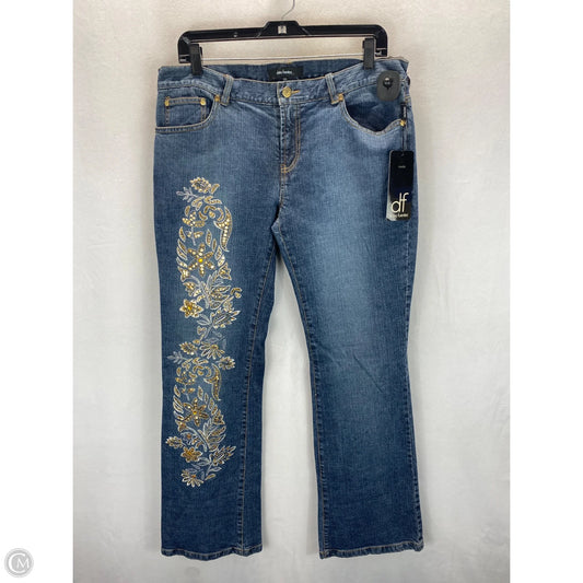 Jeans Flared By Daisy Fuentes In Blue Denim, Size: 12