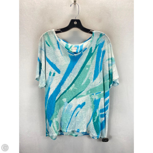 Top Short Sleeve By Chicos In Blue & Green, Size: L