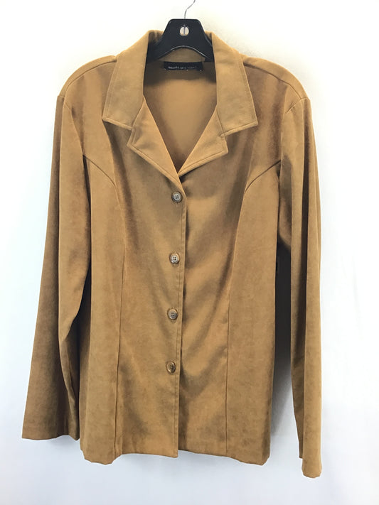 Jacket Shirt By Briggs In Camel, Size: 16