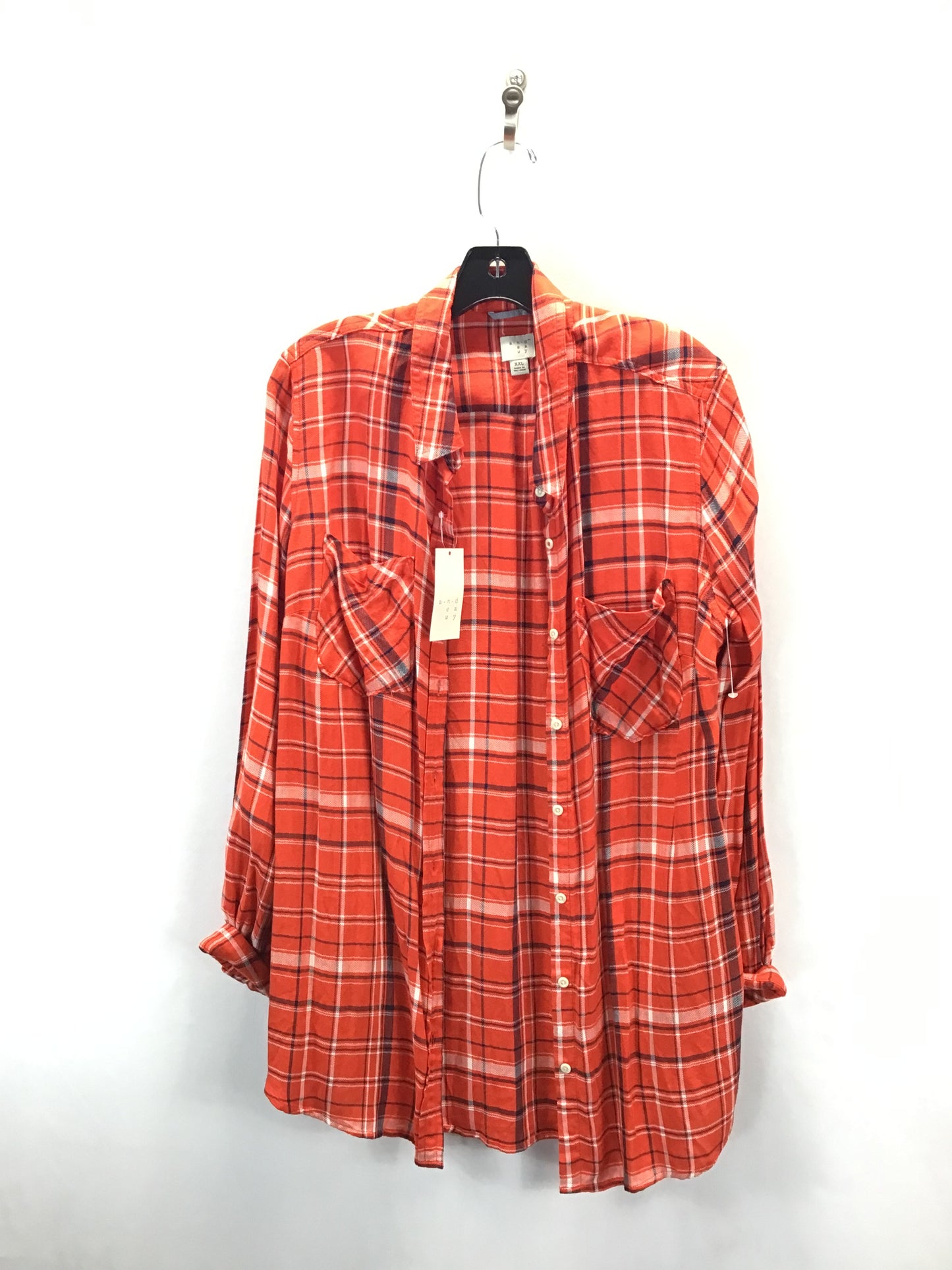 Top Long Sleeve By Clothes Mentor In Plaid, Size: Xxl