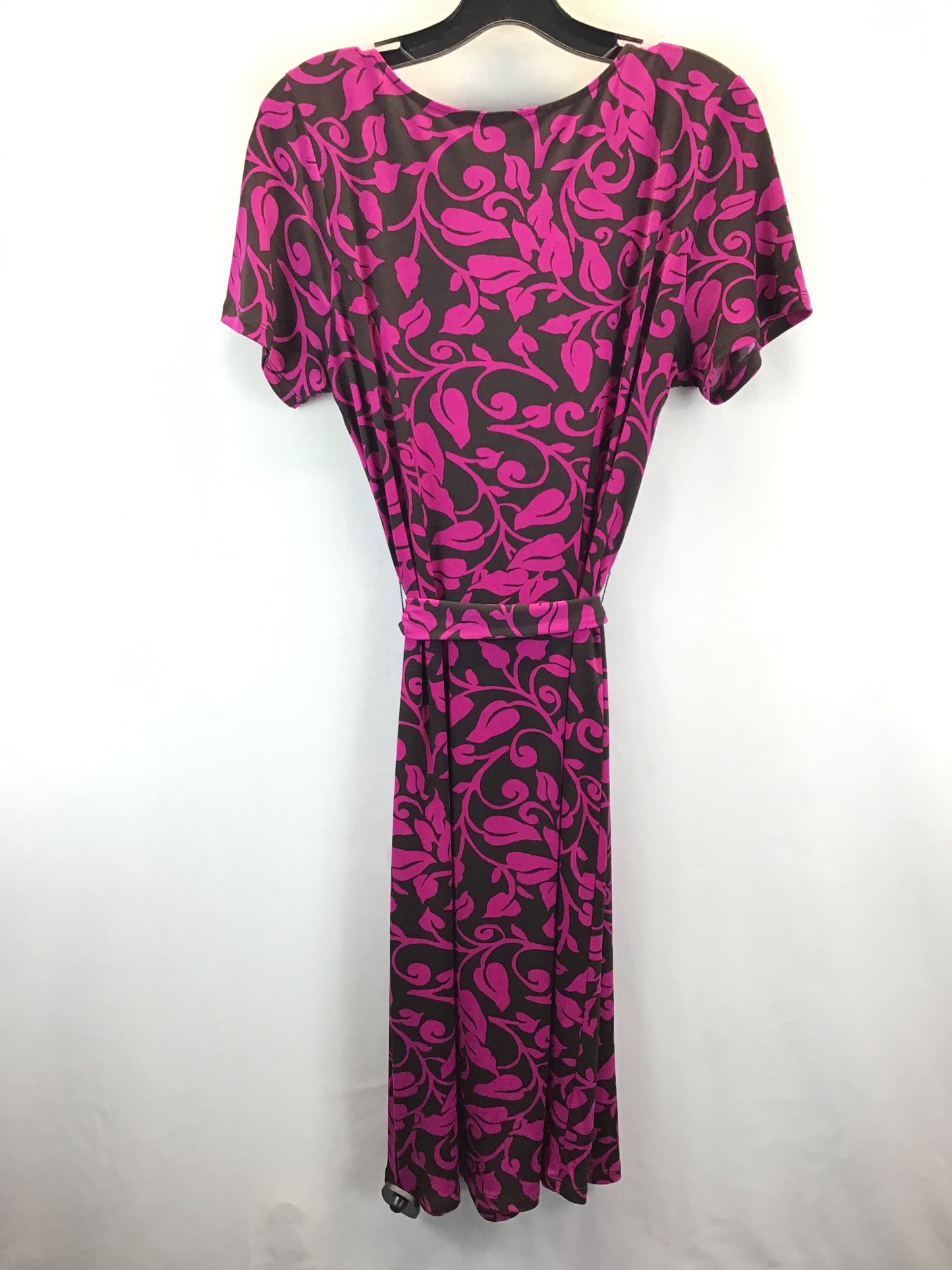 Brown & Pink Dress Casual Midi Bob Mackie Qvc, Size S