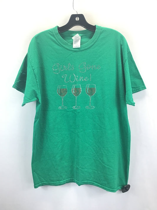 Green Top Short Sleeve Basic Gildan, Size L