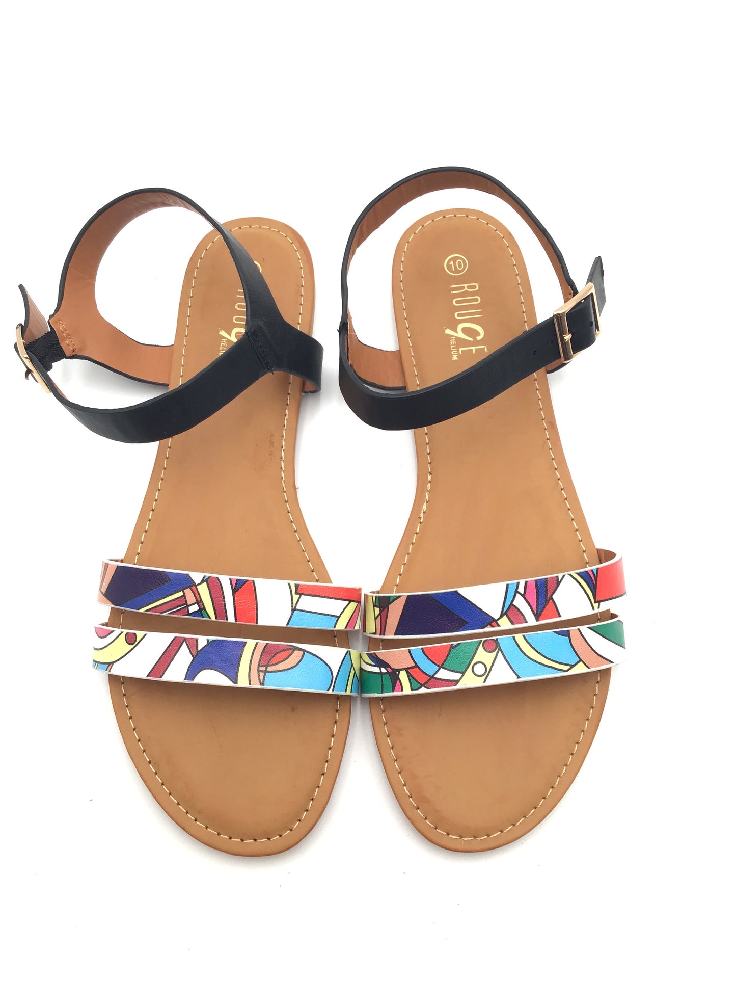 Sandals Flats By Rouge In Multi-colored, Size: 10