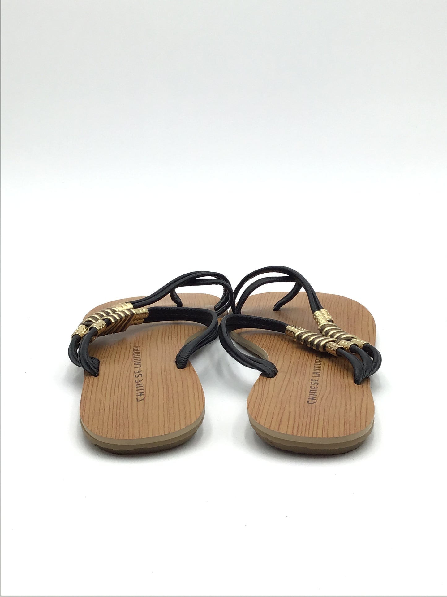 Black & Gold Sandals Flats Chinese Laundry, Size 7