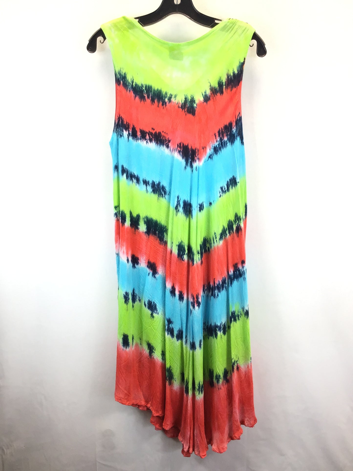 Green & Red Dress Casual Midi Clothes Mentor, Size Onesize