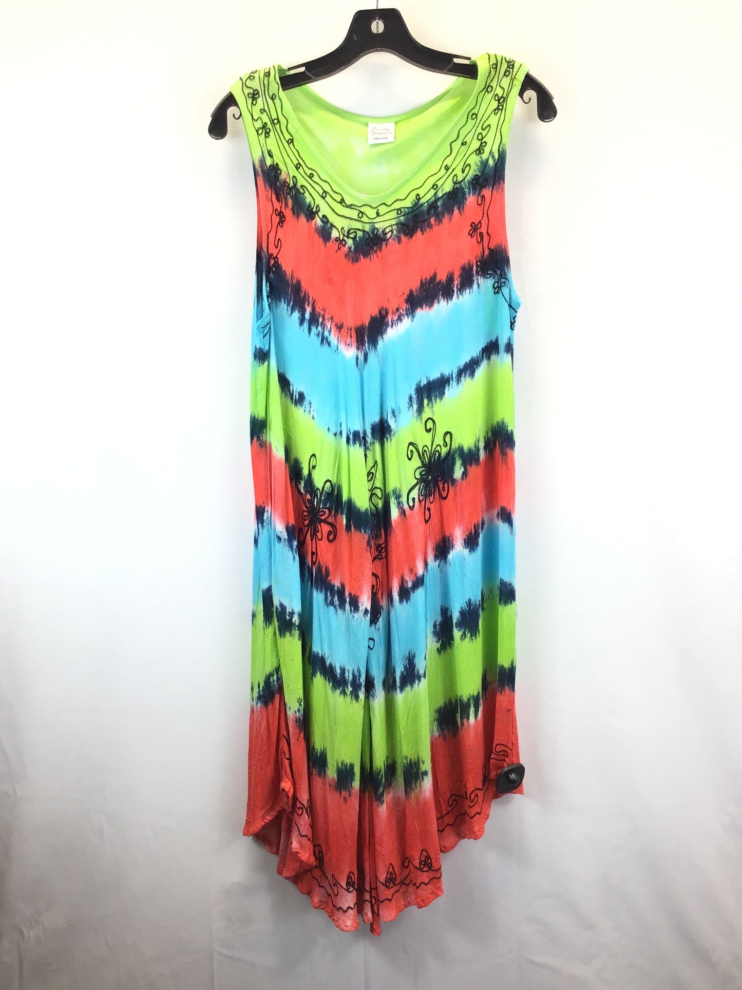 Green & Red Dress Casual Midi Clothes Mentor, Size Onesize