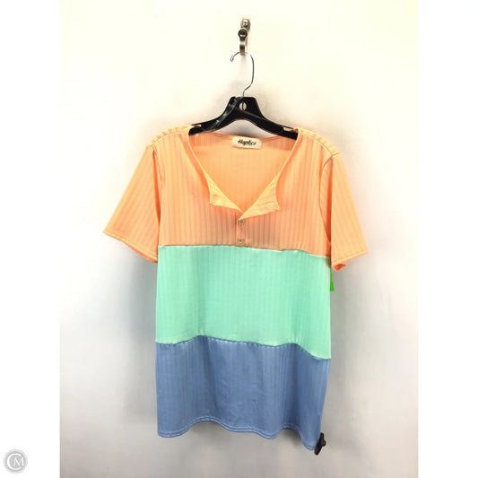 Top Short Sleeve By Haptics In Green & Orange, Size: L