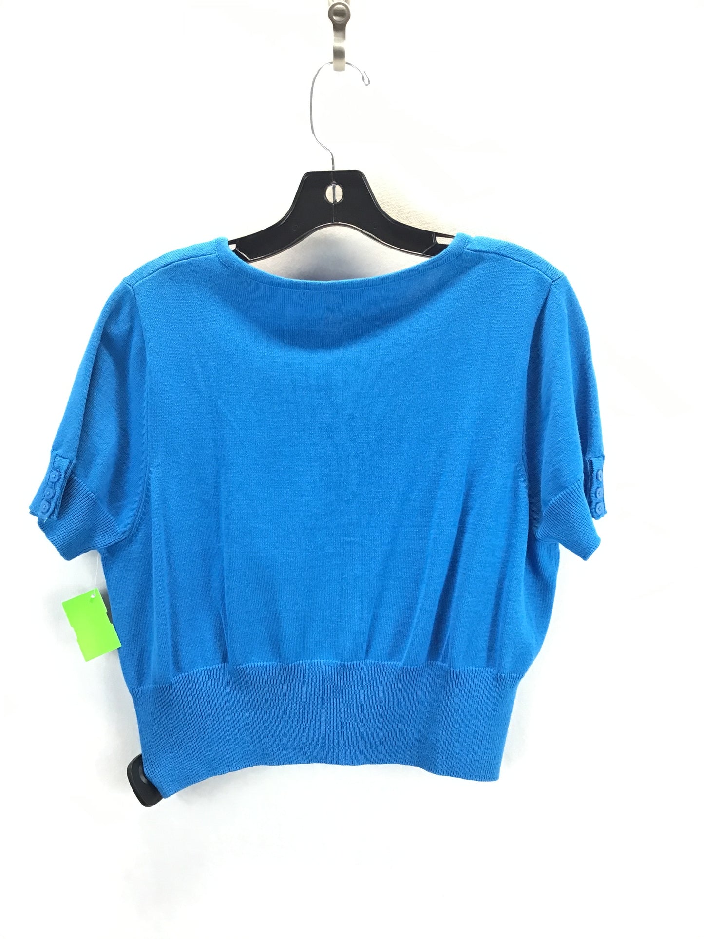 Sweater Cardigan Short Sleeve  By Jessica London In Blue, Size: Xl