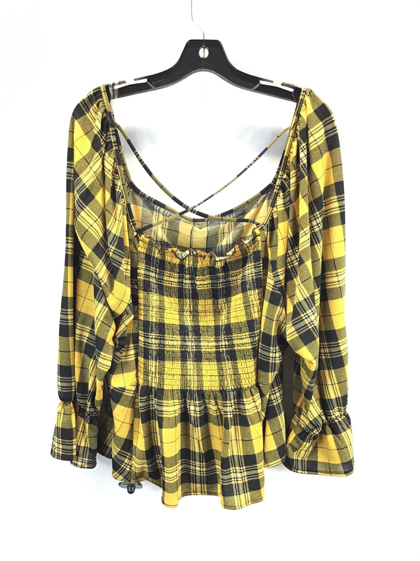 Top 3/4 Sleeve By Clothes Mentor In Plaid Pattern, Size: 2x