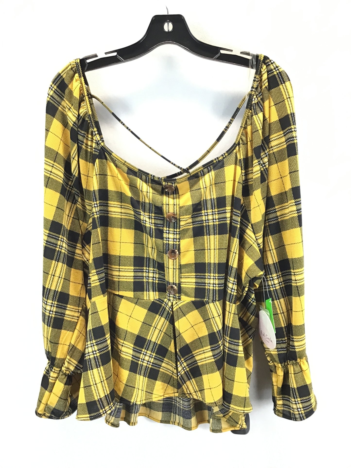 Top 3/4 Sleeve By Clothes Mentor In Plaid Pattern, Size: 2x