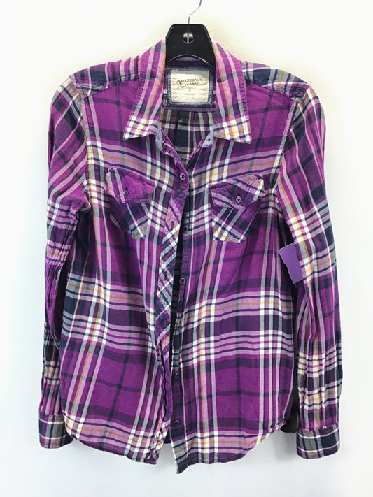 Top Long Sleeve By Arizona In Plaid Pattern, Size: M