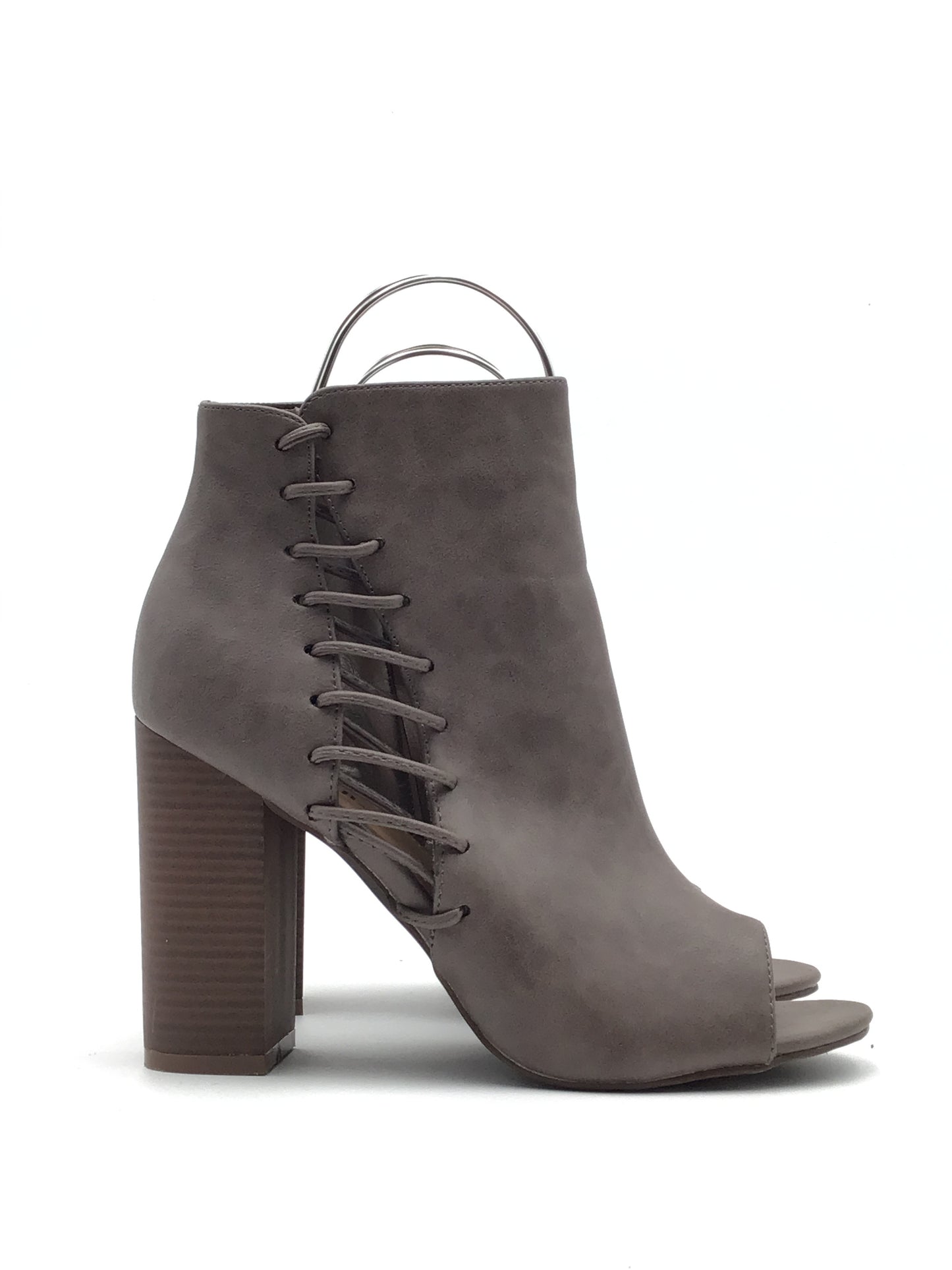 Boots Ankle Heels By Just Fab In Grey, Size: 9.5