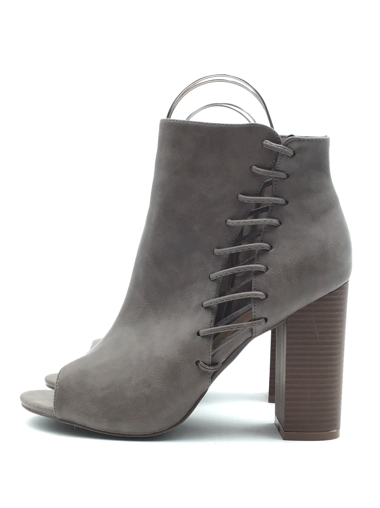 Boots Ankle Heels By Just Fab In Grey, Size: 9.5