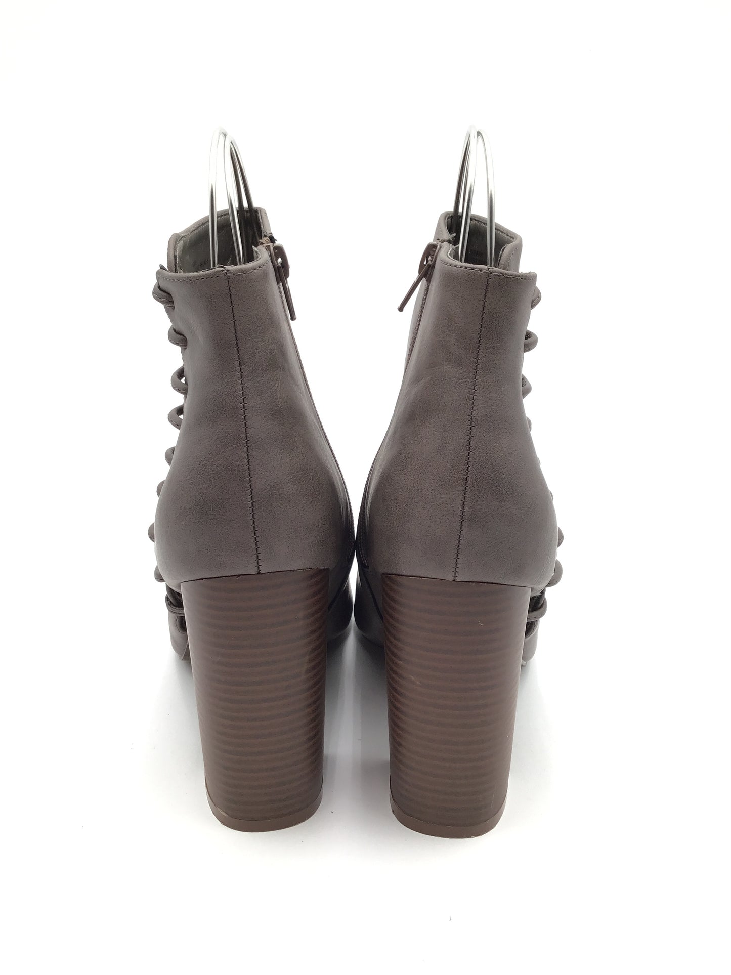 Boots Ankle Heels By Just Fab In Grey, Size: 9.5