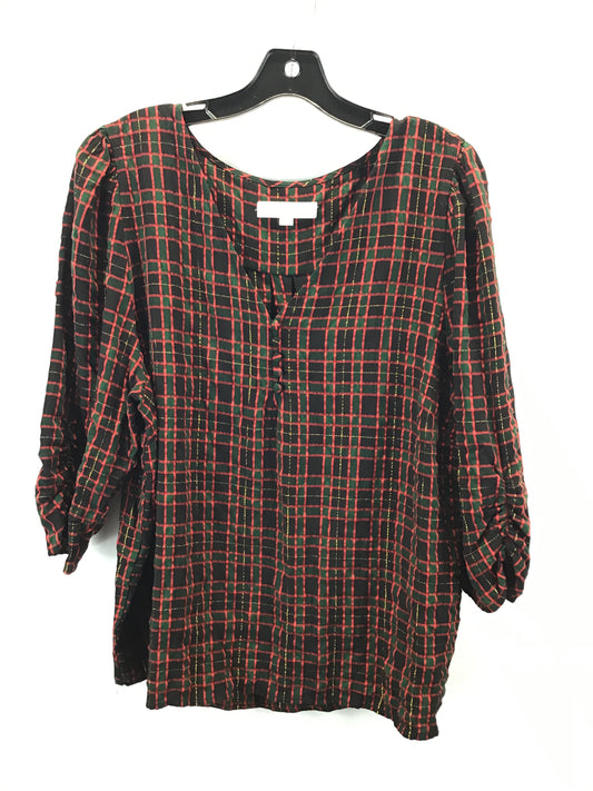 Top Long Sleeve By Loft In Green & Red, Size: Xl