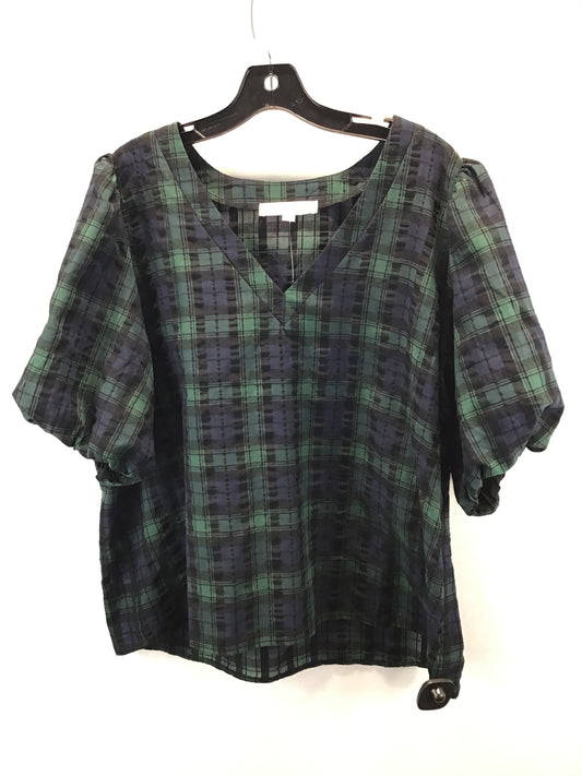 Top Long Sleeve By Loft In Plaid Pattern, Size: Xl