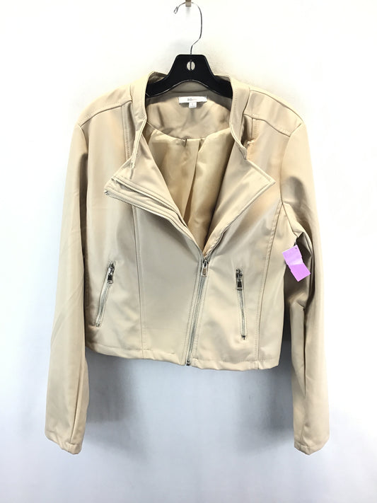 Jacket Moto By Clothes Mentor In Beige, Size: L