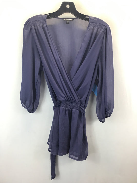 Top 3/4 Sleeve By Express In Purple, Size: L