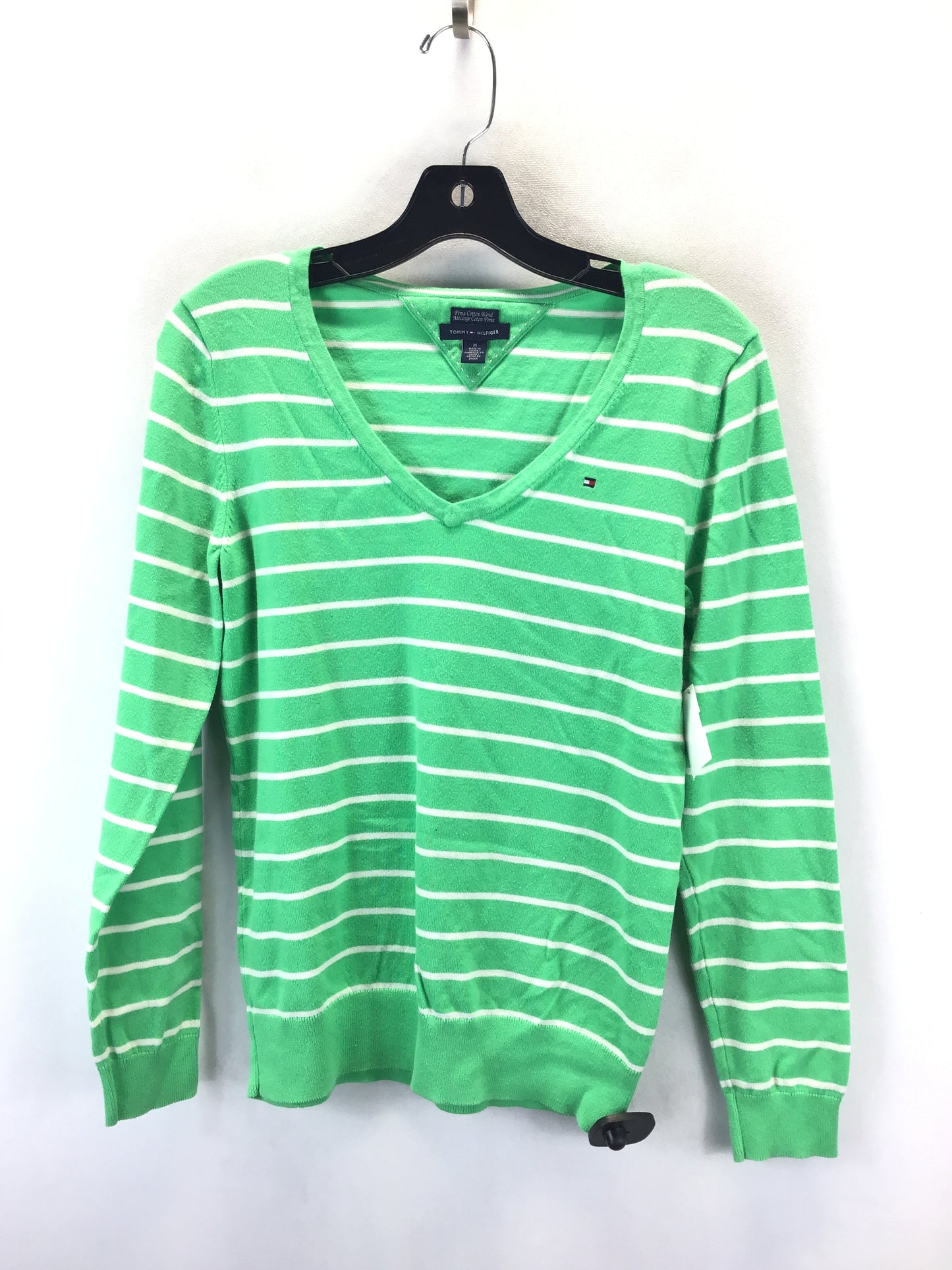 Sweater By Tommy Hilfiger In Green & White, Size: M