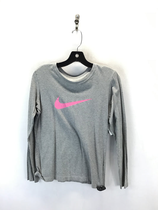 Athletic Top Long Sleeve Crewneck By Nike In Grey, Size: L