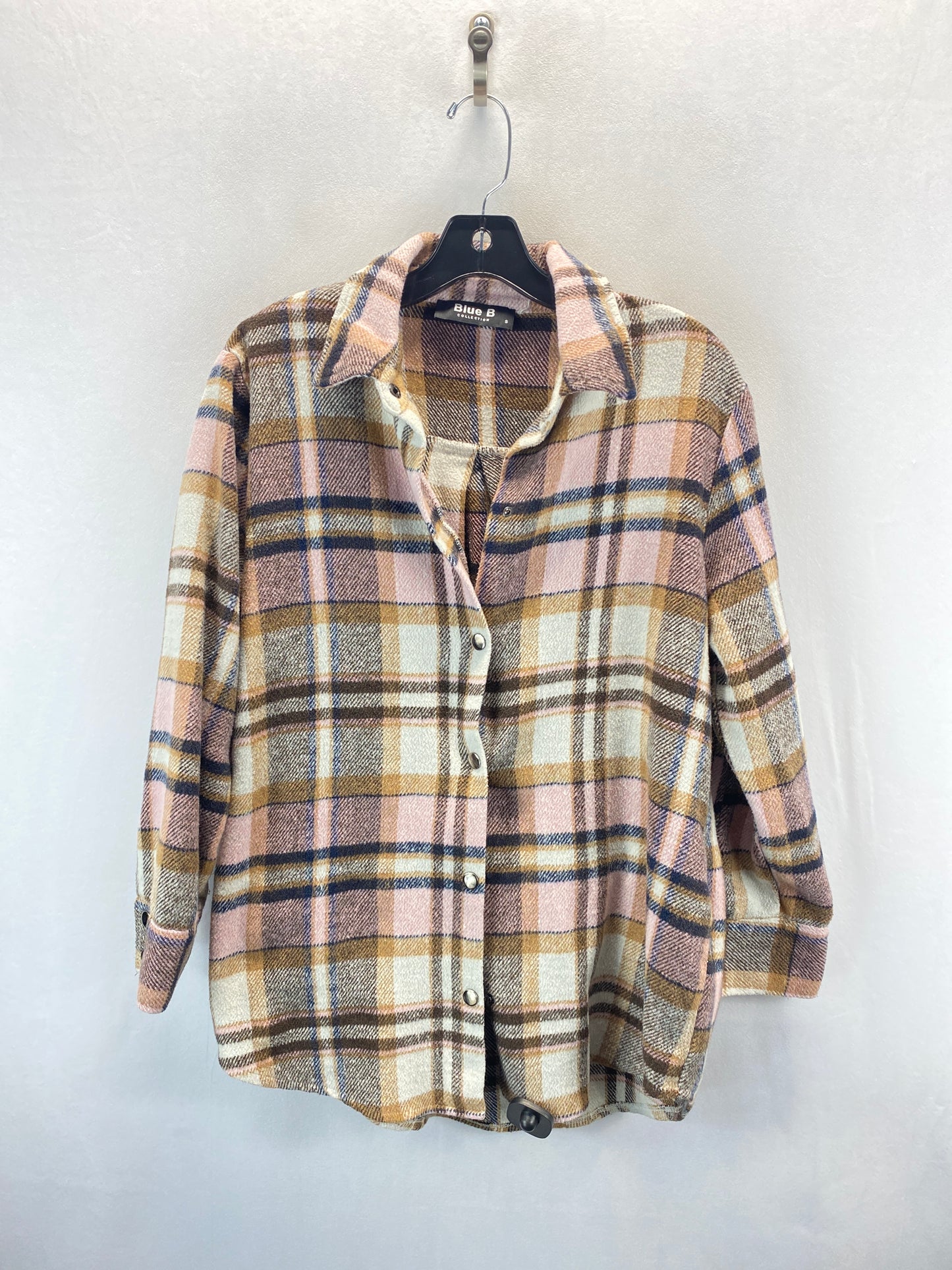 Jacket Shirt By Blue B In Plaid Pattern, Size: S