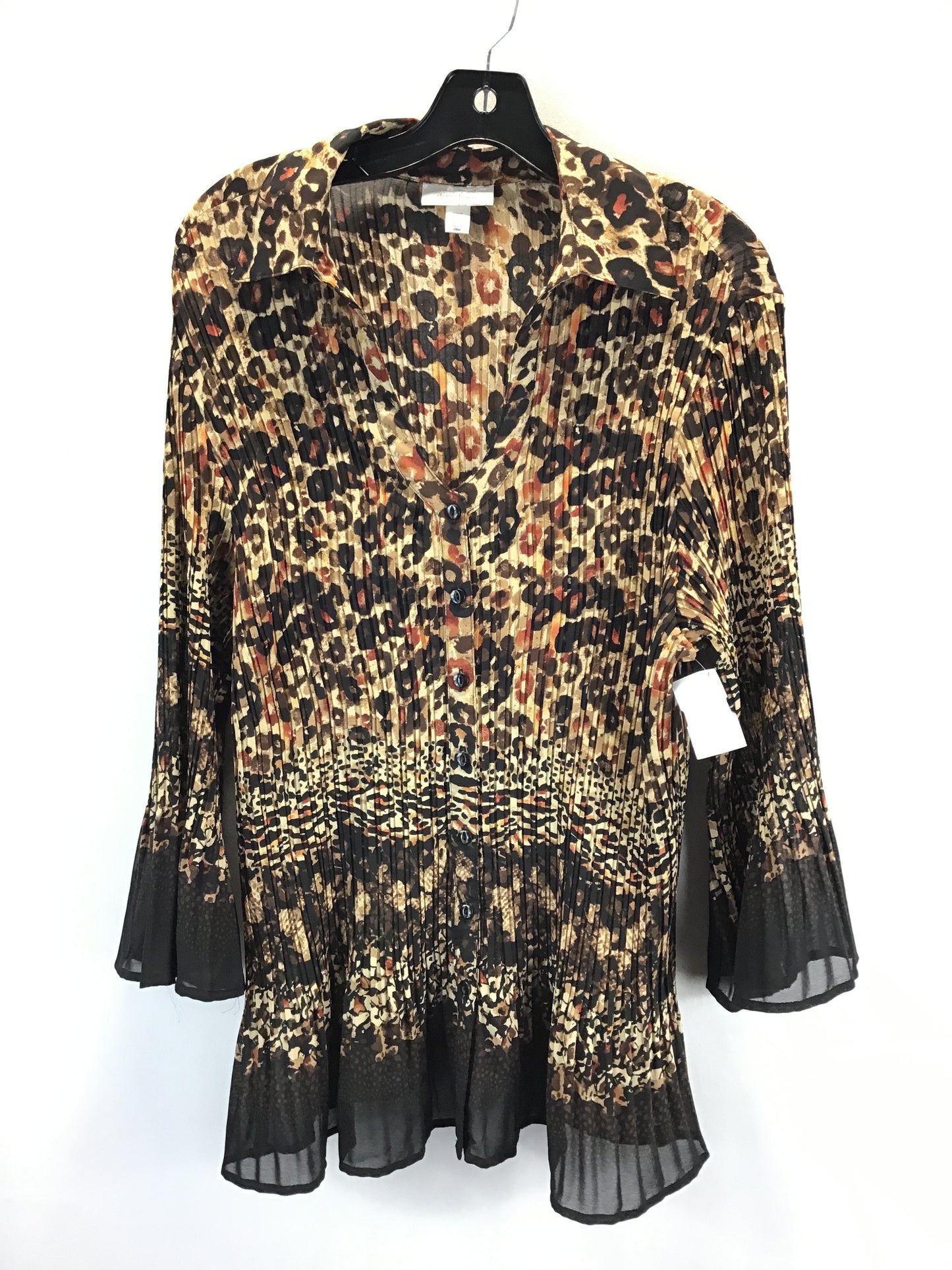 Top 3/4 Sleeve By Dressbarn In Black & Brown, Size: 2x