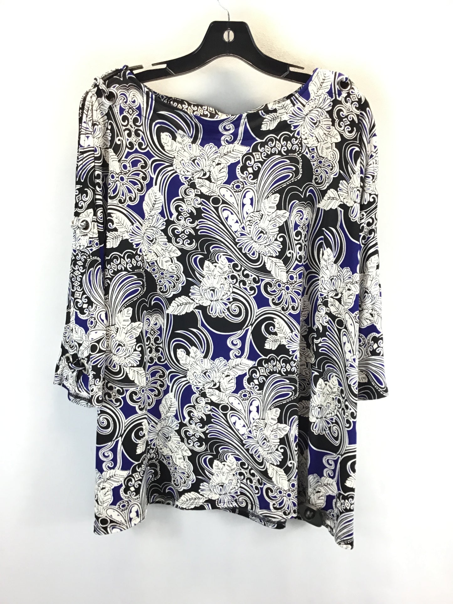 Top 3/4 Sleeve By Avenue In Black & Blue, Size: 18