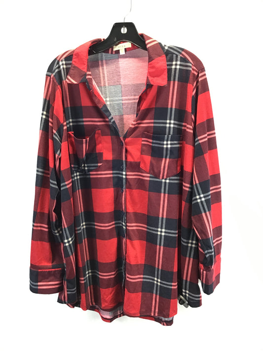 Top Long Sleeve Basic By Clothes Mentor In Plaid Pattern, Size: 3x