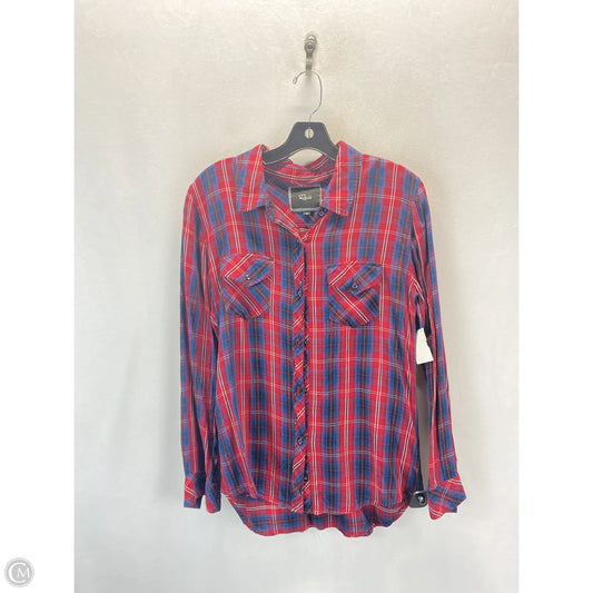 Top Long Sleeve By Rails In Plaid Pattern, Size: M