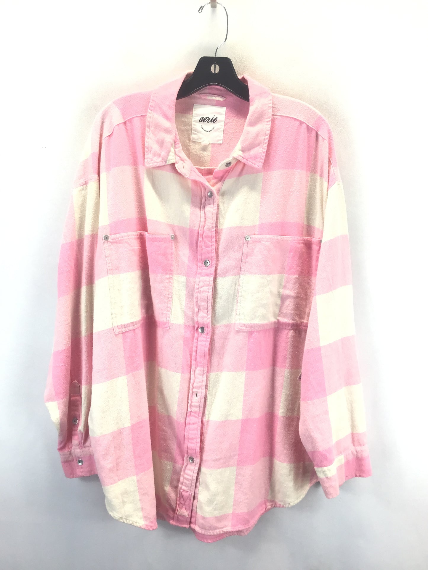 Top Long Sleeve By Aerie In Plaid Pattern, Size: Xl