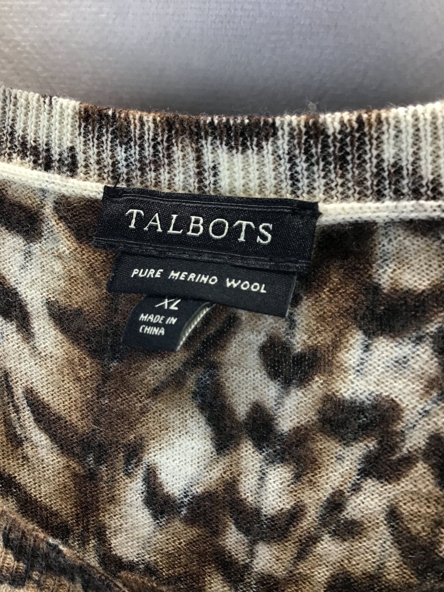 Cardigan By Talbots In Black & Brown, Size: Xl