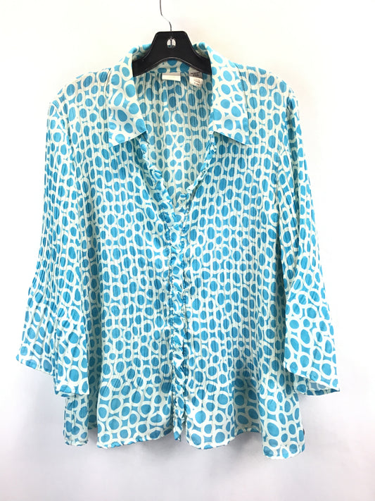 Blue & White Top Long Sleeve Covington, Size 16