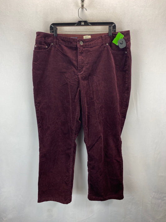 Pants Corduroy By St Johns Bay In Purple, Size: 20w