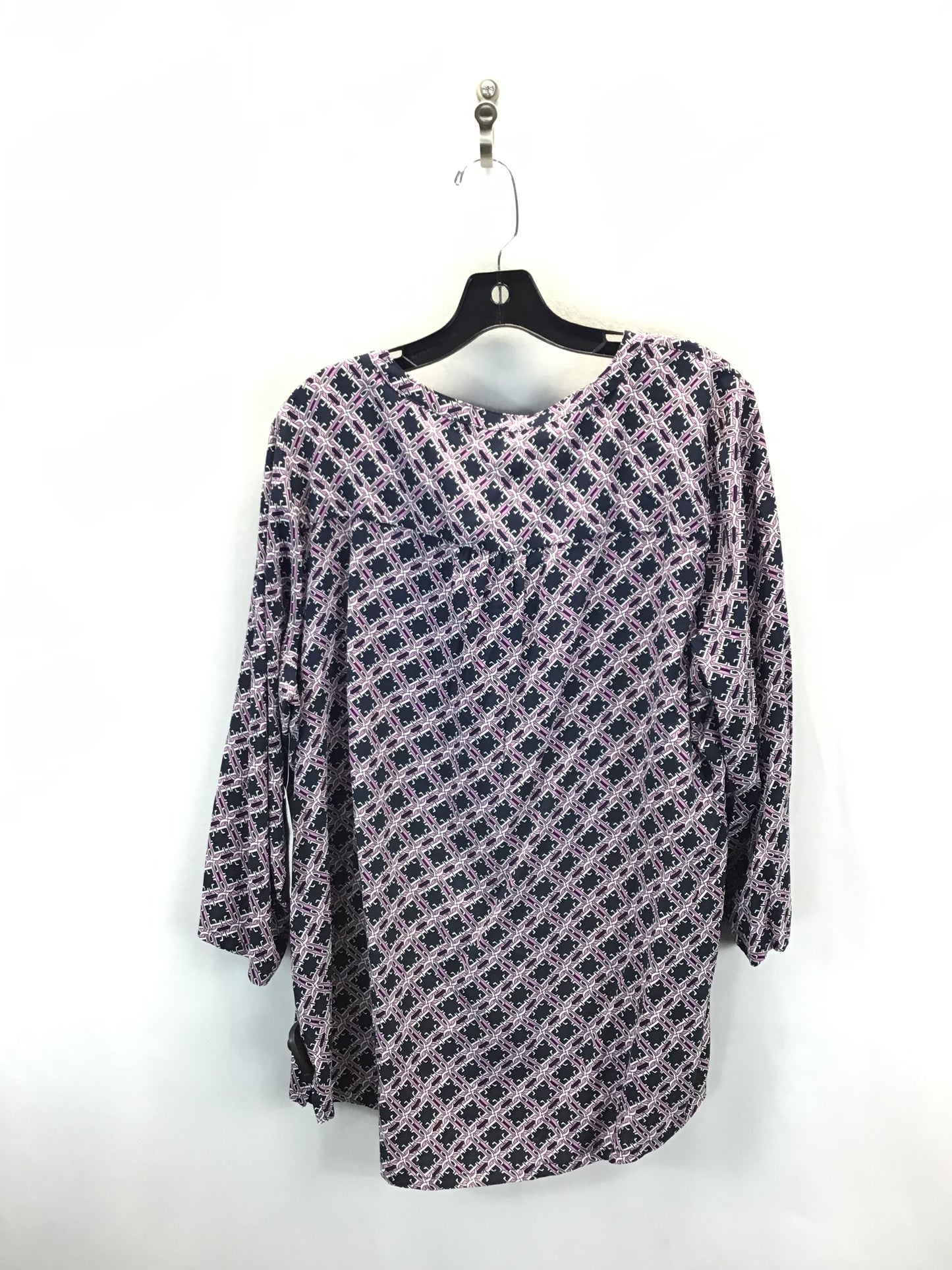 Top Long Sleeve By Liz Claiborne In Blue & Purple, Size: Xxl