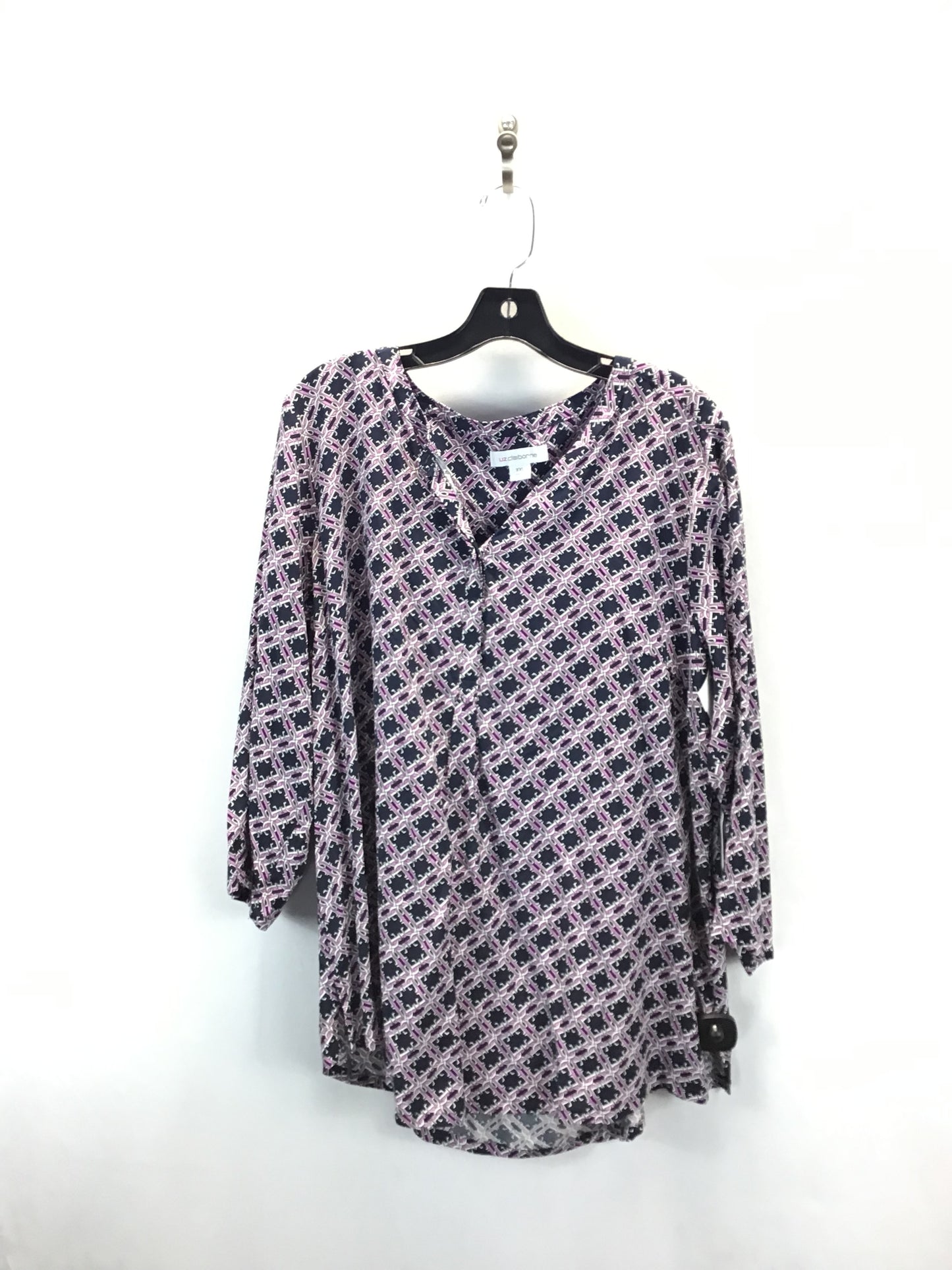 Top Long Sleeve By Liz Claiborne In Blue & Purple, Size: Xxl