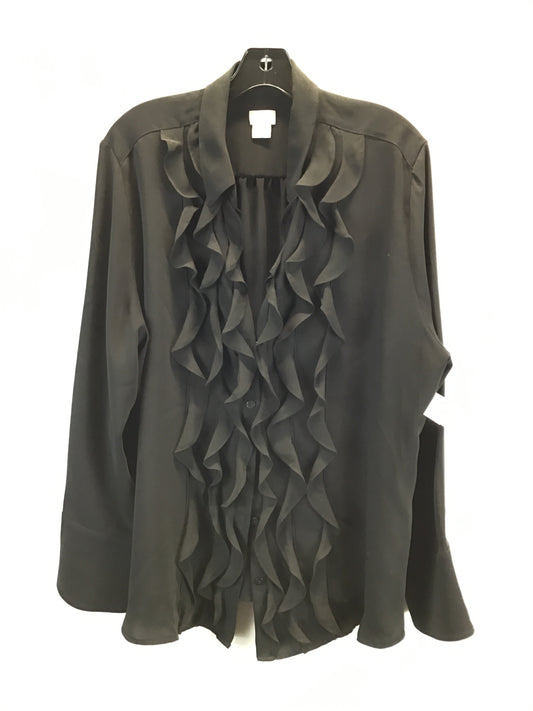 Blouse Long Sleeve By Chicos In Black, Size: 3 (16/18)