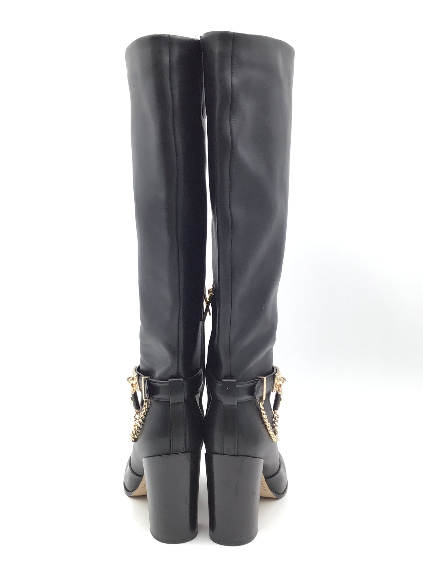 Boots Knee Heels By Michael Kors In Black & Gold, Size: 8