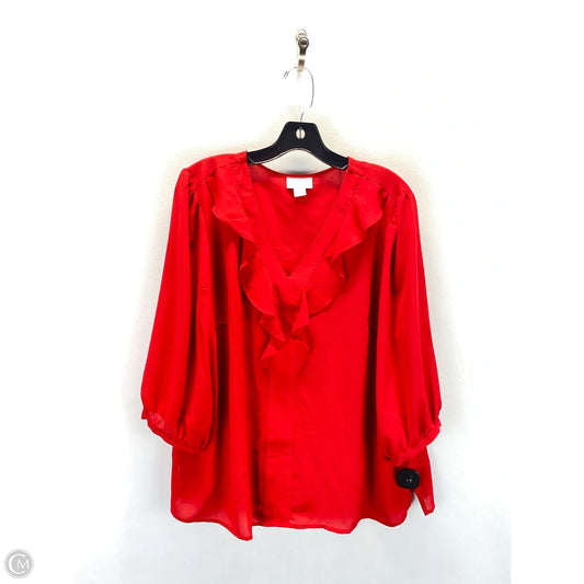 Blouse 3/4 Sleeve By Liz Claiborne In Red, Size: Xl