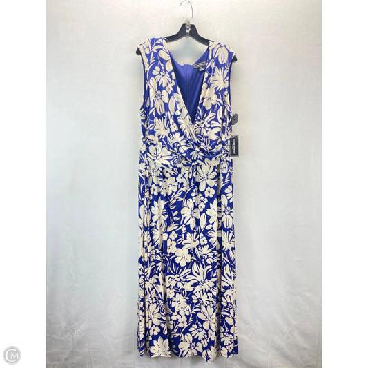 Dress Casual Maxi By Jessica Howard In Blue & Cream, Size: 16