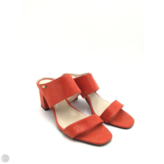 Sandals Heels Block By Calvin Klein In Orange, Size: 10