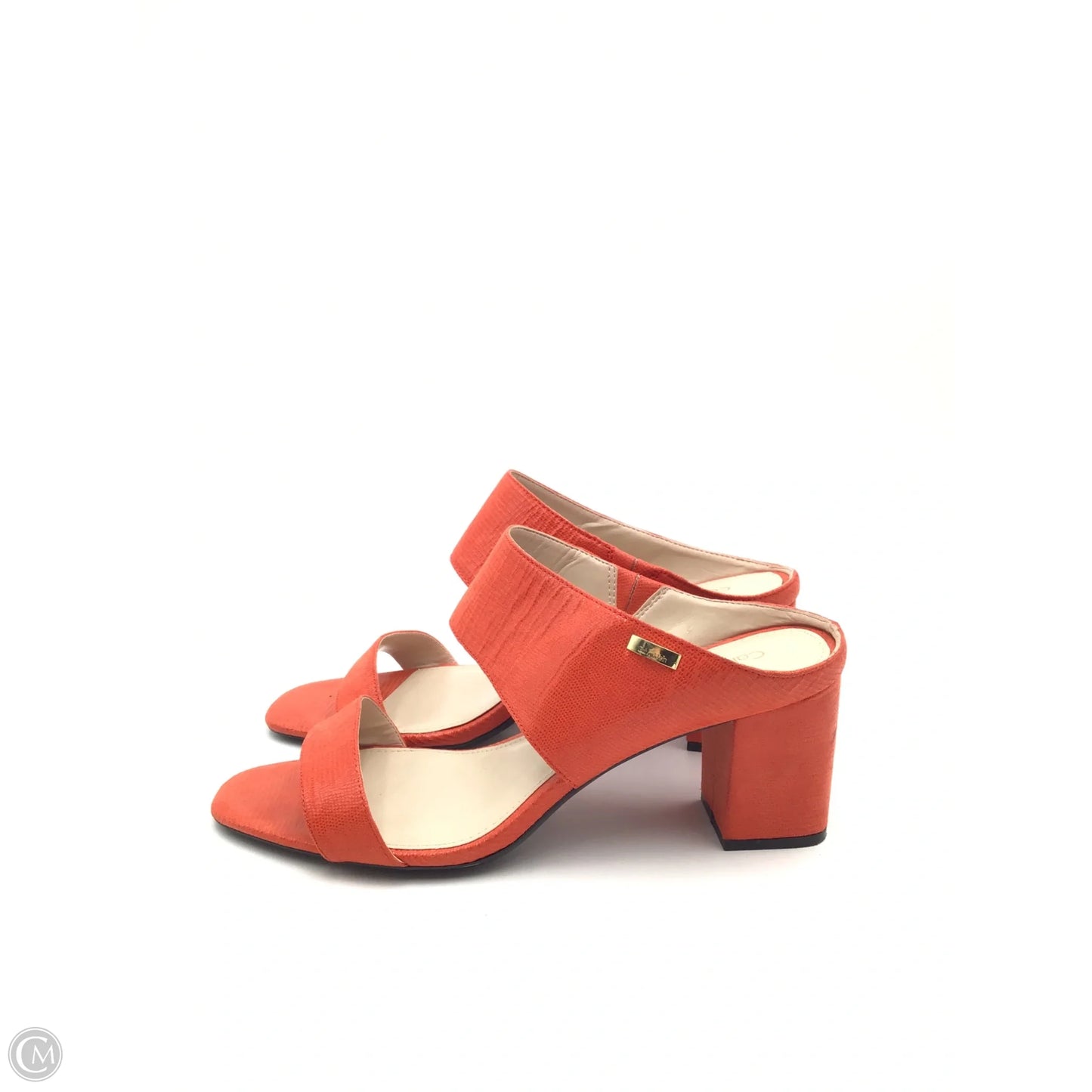 Sandals Heels Block By Calvin Klein In Orange, Size: 10