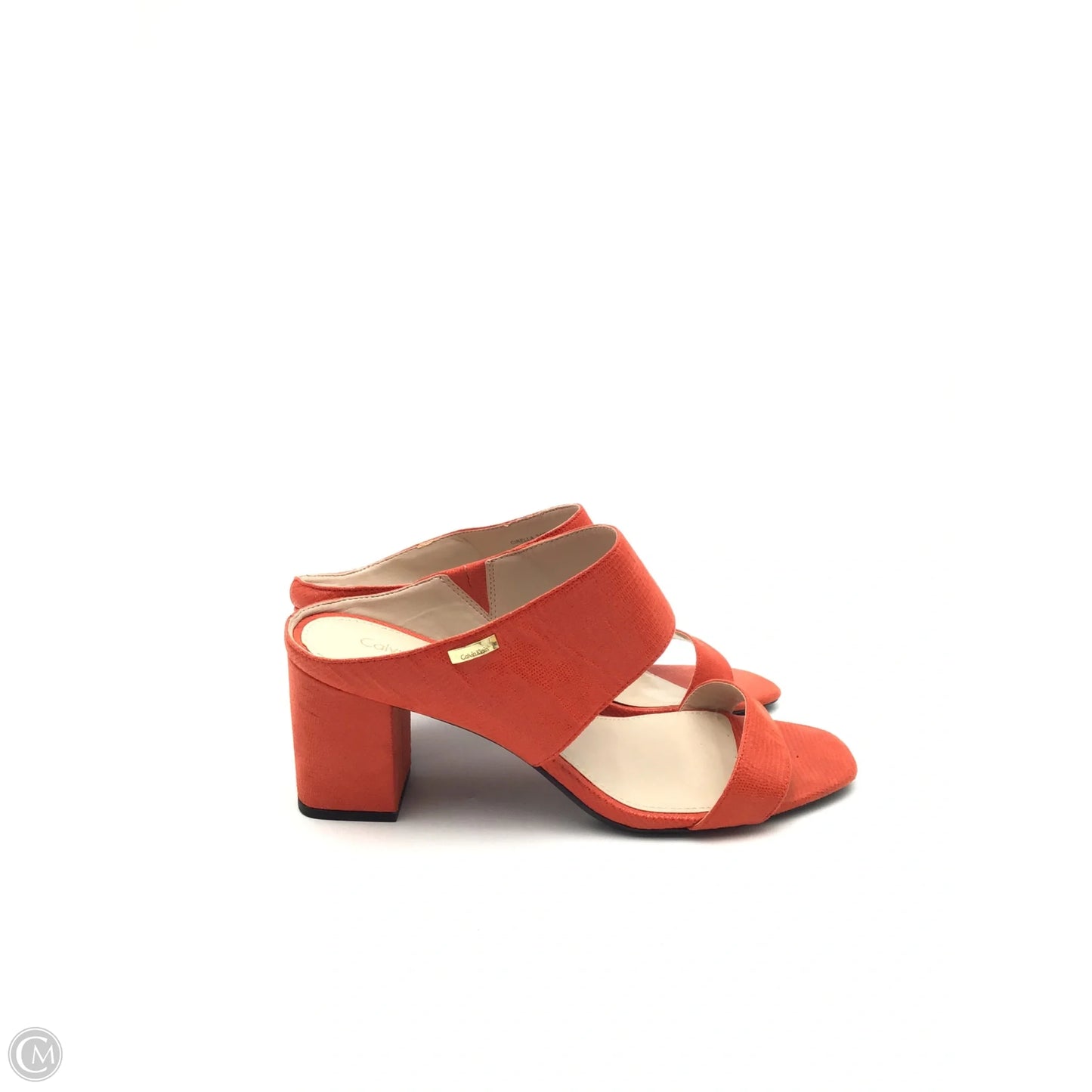 Sandals Heels Block By Calvin Klein In Orange, Size: 10