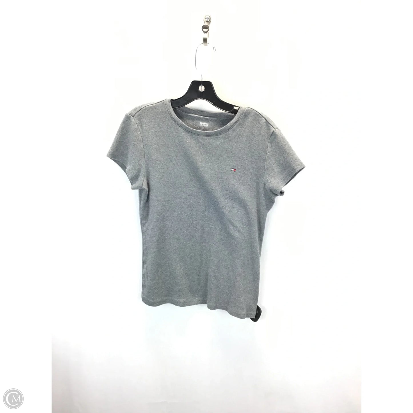 Top Short Sleeve By Tommy Hilfiger In Grey, Size: L