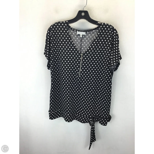 Top Short Sleeve By Chaus In Black & White, Size: L