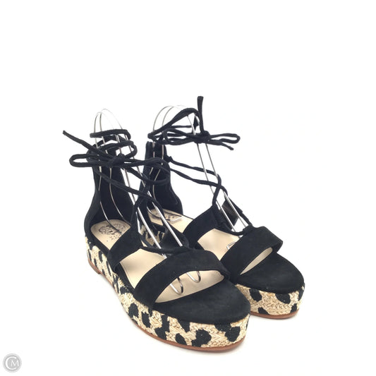 Sandals Heels Platform By Vince Camuto In Black & Tan, Size: 10