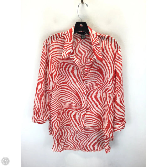 Top 3/4 Sleeve By Antilia Femme In Red & White, Size: Xl