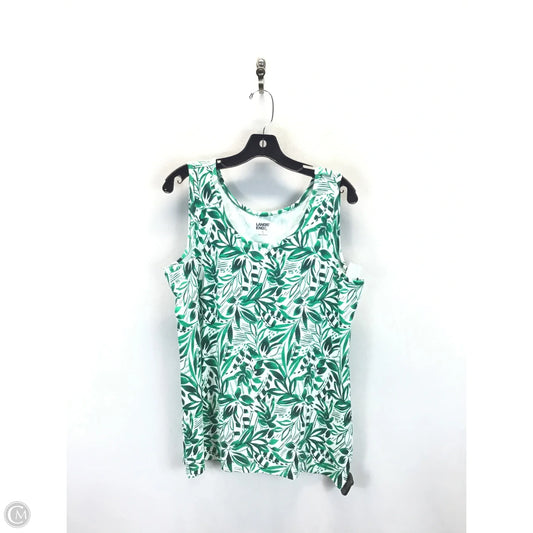 Tank Top By Lands End In Green & White, Size: Xl