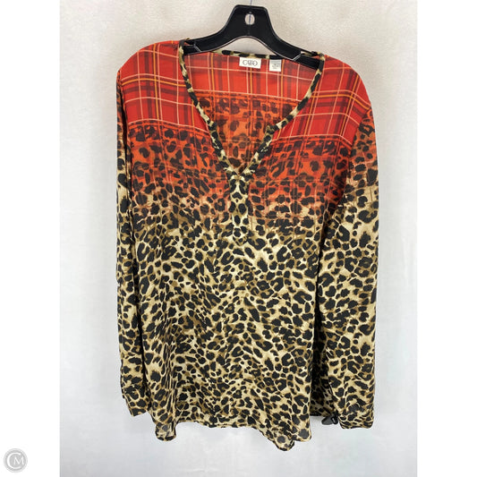Tunic Long Sleeve By Cato In Animal Print, Size: Xl