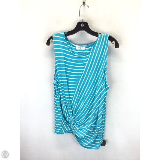 Top Sleeveless By Zenana Outfitters In Blue & White, Size: 1x